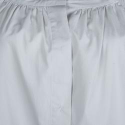 Miu Miu Grey Cotton Gathered Long Sleeve Blouse L