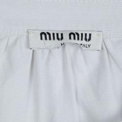 Miu Miu Grey Cotton Gathered Long Sleeve Blouse L