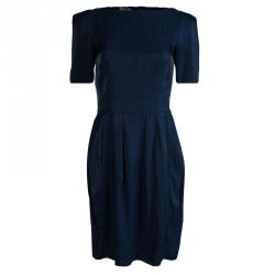 مملوكة مسبقًا Miu Miu Navy Blue Short Sleeve Dress S