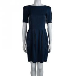 مملوكة مسبقًا Miu Miu Navy Blue Short Sleeve Dress S