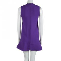 Miu Miu Purple Metal Flower Embellished Sleeveless Wool Dress S