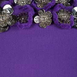 Miu Miu Purple Metal Flower Embellished Sleeveless Wool Dress S