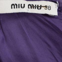 Miu Miu Purple Metal Flower Embellished Sleeveless Wool Dress S