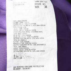 Miu Miu Purple Metal Flower Embellished Sleeveless Wool Dress S