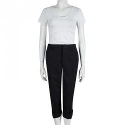 Pre Owned Miu Miu Grey Wool Three Quarter Trousers M