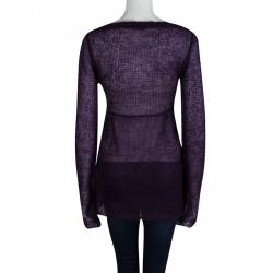 Miu Miu Purple Mohair Loose Knit Embroidered Sweater M