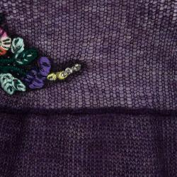 Miu Miu Purple Mohair Loose Knit Embroidered Sweater M