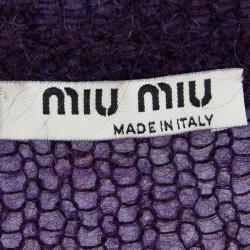 Miu Miu Purple Mohair Loose Knit Embroidered Sweater M