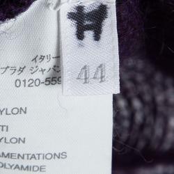 Miu Miu Purple Mohair Loose Knit Embroidered Sweater M