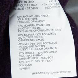 Miu Miu Purple Mohair Loose Knit Embroidered Sweater M