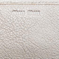 Miu Miu Grey Leather Bow Embellished Continental Wallet