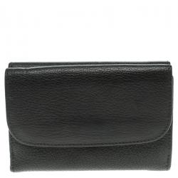 Miu Miu Black Leather Madras Compact Wallet