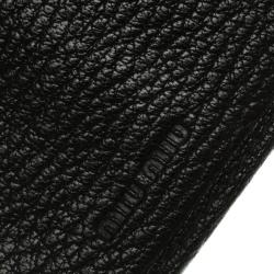 Miu Miu Black Leather Madras Compact Wallet