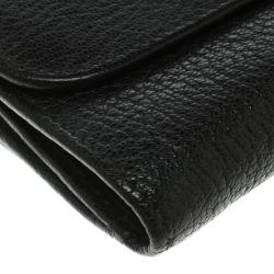 Miu Miu Black Leather Madras Compact Wallet