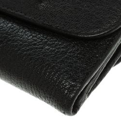 Miu Miu Black Leather Madras Compact Wallet