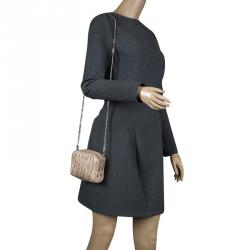Miu Miu Beige Matelasse Leather Double Zip Chain Bag