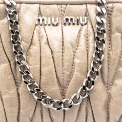 Miu Miu Beige Matelasse Leather Double Zip Chain Bag