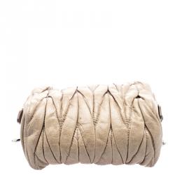 Miu Miu Beige Matelasse Leather Double Zip Chain Bag