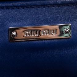 Pre Owned Miu Miu Blue Matelasse Leather Top Handle Bag