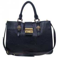 Pre Owned حقيبة يد توت ميو ميو مادراس إكسيكيوتف جلد سوداء