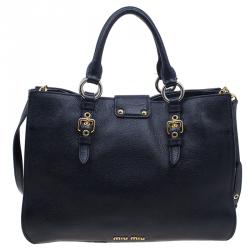 Pre Owned حقيبة يد توت ميو ميو مادراس إكسيكيوتف جلد سوداء