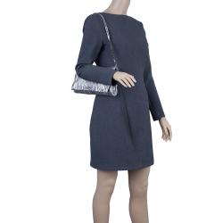 مملوكة مسبقًا حقيبة يد صغيرة ميو ميو أزاليا ماتلاس جلد فضي ميتاليك