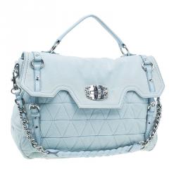 مملوكة مسبقًا Miu Miu Light Blue Fabric Quilted Turnlock Shoulder Bag