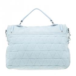 مملوكة مسبقًا Miu Miu Light Blue Fabric Quilted Turnlock Shoulder Bag