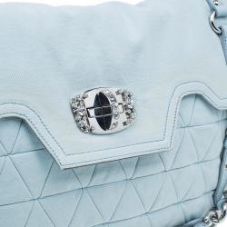 مملوكة مسبقًا Miu Miu Light Blue Fabric Quilted Turnlock Shoulder Bag