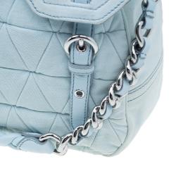 مملوكة مسبقًا Miu Miu Light Blue Fabric Quilted Turnlock Shoulder Bag