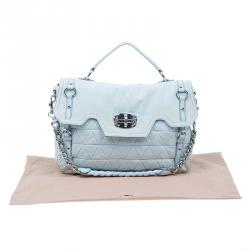 مملوكة مسبقًا Miu Miu Light Blue Fabric Quilted Turnlock Shoulder Bag