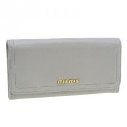 Pre Owned Miu Miu Grey Leather Continental Wallet