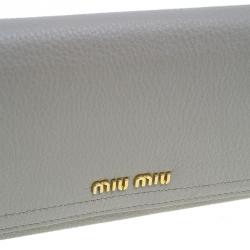 Pre Owned Miu Miu Grey Leather Continental Wallet