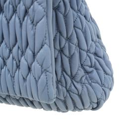 Pre Owned Miu Miu Light Blue Leather Crystal Matelasse Shoulder Bag