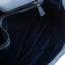 Pre Owned Miu Miu Light Blue Leather Crystal Matelasse Shoulder Bag