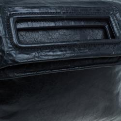 Pre Owned حقيبة ميو ميو  جلد سوداء لامعة كبيرة للكتف