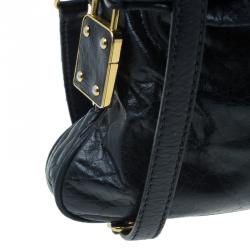 Pre Owned حقيبة ميو ميو  جلد سوداء لامعة كبيرة للكتف