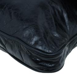 Pre Owned حقيبة ميو ميو  جلد سوداء لامعة كبيرة للكتف