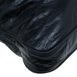 Pre Owned حقيبة ميو ميو  جلد سوداء لامعة كبيرة للكتف