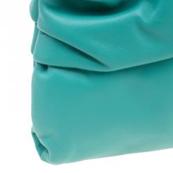 Pre Owned Miu Miu Tourqouis Leather Ruched Clutch