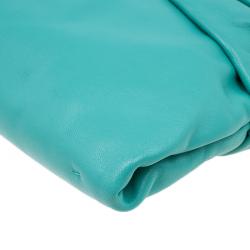 Pre Owned Miu Miu Tourqouis Leather Ruched Clutch