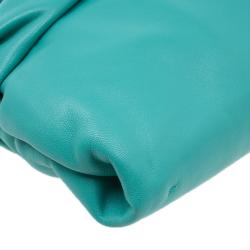 Pre Owned Miu Miu Tourqouis Leather Ruched Clutch