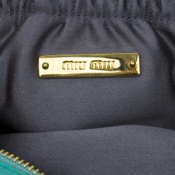 Pre Owned Miu Miu Tourqouis Leather Ruched Clutch