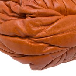 Miu Miu Orange Leather Small Matelasse Tote Shoulder Bag