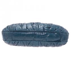 Pre Owned Miu Miu Denim Blue Leather Matelasse Hobo Bag