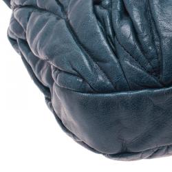 Pre Owned Miu Miu Denim Blue Leather Matelasse Hobo Bag