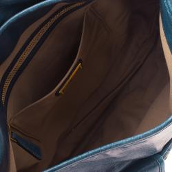 Pre Owned Miu Miu Denim Blue Leather Matelasse Hobo Bag