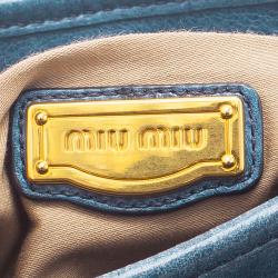 Pre Owned Miu Miu Denim Blue Leather Matelasse Hobo Bag