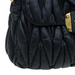 Pre Owned حقيبة يد ميو ميو باوليتو جلد ماتلاس سوداء