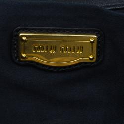 Pre Owned حقيبة يد ميو ميو باوليتو جلد ماتلاس سوداء